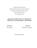 ANÁLISIS DE LOS ARTÍCULOS DE LA LEY ORGÁNICA DE TRABAJO PARA LOS TRABAJADORES Y TRABAJADORAS