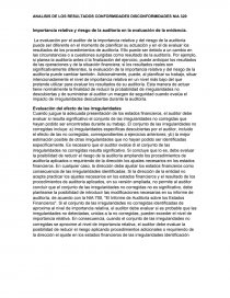ANALISIS DE LOS RESULTADOS CONFORMIDADES DISCONFORMIDADES NIA 320. Página 1