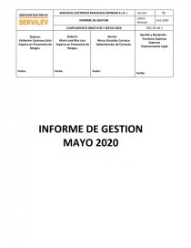 Informe gestion SERVICIOS ELÉCTRICOS FRANCISCO ESPINOSA E.I.R. L. Página 1