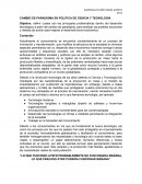CAMBIO DE PARADIGMA EN POLÍTICA DE CIENCIA Y TECNOLOGÍA
