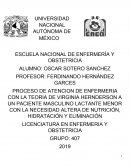 PROCESO DE ATENCION DE ENFERMERIA CON LA TEORIA DE VIRGINIA HERNDERSON A UN PACIENTE MASCULINO LACTANTE MENOR CON LA NECESIDAD ALTERA DE NUTRICIÓN, HIDRATACIÓN Y ELIMINACIÓN