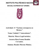 Actividad: 11 “Turistas extranjeros en México.”