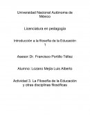 La Filosofía de la Educación y otras disciplinas filosóficas