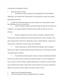 Activitats sobre el Mercader de Venècia. Página 1