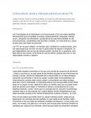 Crítica cultural, social e individual sobre el uso de las TIC