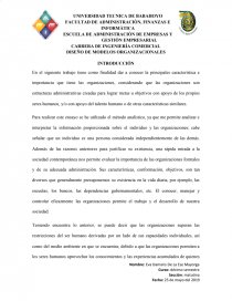 DISEÑO DE MODELOS ORGANIZACIONALES. Página 1