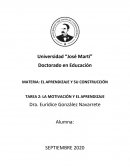Motivación y aprendizaje. “La importancia de la motivación en la construcción del aprendizaje”