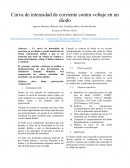 Curva de intensidad de corriente contra voltaje en un diodo