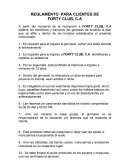 REGLAMENTO PARA CLIENTES DE FORTY CLUB, C.A