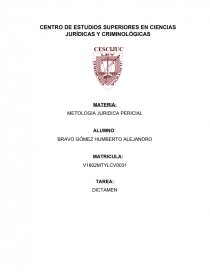 DICTAMEN PERICIAL EN CRIMINALISITCA DE CAMPO PARA ESTUDIO DE CADAVER POR: POR CAUSA IGNORADA. Página 1