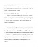 VARIACIÓN DE LA CAÍDA DE TEMPERATURA Y MEDIA LOGARÍTMICA DE LA DIFERENCIA DE TEMPERATURA