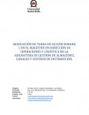 RESOLUCIÓN DE TAREA DE ACCIÓN SEMANA 1 EN EL MAGÍSTER EN DIRECCIÓN DE OPERACIONES Y LÓGISTICA EN LA ASIGNATURA DE GESTIÓN DE ALMACENES, CANALES Y CENTROS DE DISTRIBUCIÓN