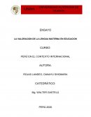 LA VALORACION DE LA LENGUA MATERNA EN EDUCACION