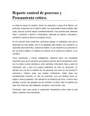 Reporte control de procesos y Pensamiento crítico