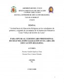 Actitud hacia la Educación Religiosa en los estudiantes