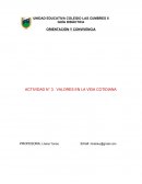 Actividad Valores en la vida cotidiana
