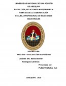 ANÁLISIS Y EVALUACIÓN DE PUESTOS