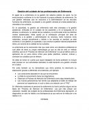 Gestión del cuidado de los profesionales de Enfermería