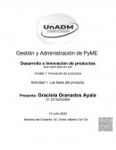 Innovación de productos Actividad 1. Las fases del producto