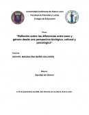 Reflexión sobre las diferencias entre sexo y género desde una perspectiva biológica, cultural y psicológica