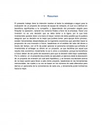 Evaluación financiera de un proyecto. Página 1