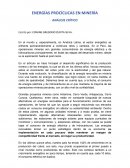 Analisis crítico de energias prociclicas
