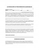 AUTORIZACIÓN DE PROCEDIMIENTOS QUIRURGICOS