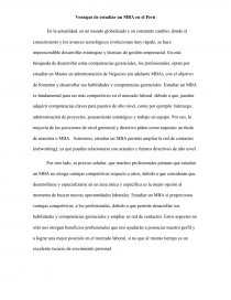 Ventajas de estudiar un MBA en el Perú. Página 1