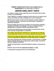 PRIMER COMUNICADO PARA LOS ALUMNOS. Página 1