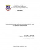 IMPORTANCIA DE LAS TEORÍAS DE LA ADMINISTRACIÓN PARA LAS ORGANIZACIONES DE HOY