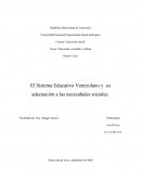 El Sistema Educativo Venezolano y su adecuación a las necesidades sociales
