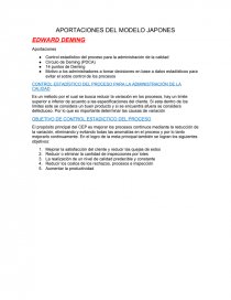 APORTACIONES DEL MODELO JAPONES EDWARD DEMING. Página 1