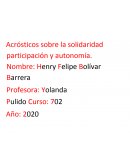 Acrósticos sobre la solidaridad participación y autonomía