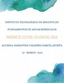Calidad del agua – Informe del medio ambiente