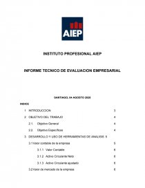 INFORME TECNICO DE EVALUACION EMPRESARIAL. Página 1