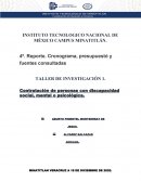 Taller de investigación 1: Reporte de cronograma, presupuesto y fuentes