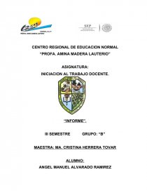 INICIACION AL TRABAJO DOCENTE. “INFORME”.. Página 1