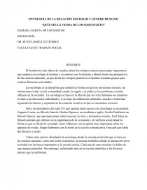 ONTOLOGÍA DE LA RELACIÓN SOCIEDAD Y GÉNERO HUMANO. Página 1