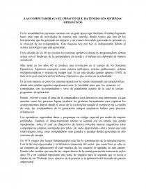 LAS COMPUTADORAS Y EL IMPACTO QUE HA TENIDO LOS SISTEMAS OPERATIVOS. Página 1
