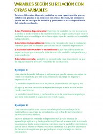 Resumen de Variables según su relación con otras variables. Página 1