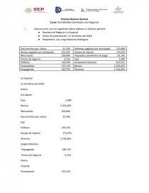 Práctica Balance General Curso: Contabilidad Orientada a los Negocios. Página 1