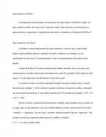 Tipos básicos en Python. Página 1