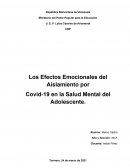 Los Efectos Emocionales del Aislamiento por Covid-19 en la Salud Mental del Adolescente