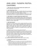 JOHN LOCKE. FILOSOFÍA POLÍTICA. CUESTIONES