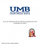 PLAN DE INTERVENCIÓN DE NIÑOS EXCEPSIONALES CON SINDROME DE DOWN