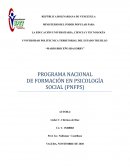 PROGRAMA NACIONAL DE FORMACIÓN EN PSICOLOGÍA SOCIAL (PNFPS)