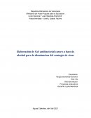 Elaboración de Gel antibacterial casero a base de alcohol para la disminucion del contagio de virus