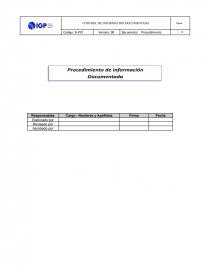 PROCEDIMIENTO DE INFORMACIÓN DOCUMENTADA. Página 1
