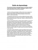 Texto reflexivo Estilo de Aprendizaje