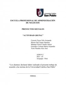 PROYECTOS SOCIALES “ACTIVIDAD GRUPAL”. Página 1